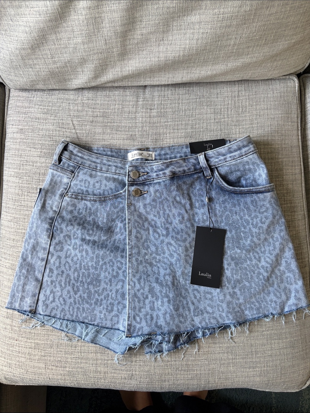 Animal print Denim Mini Skort